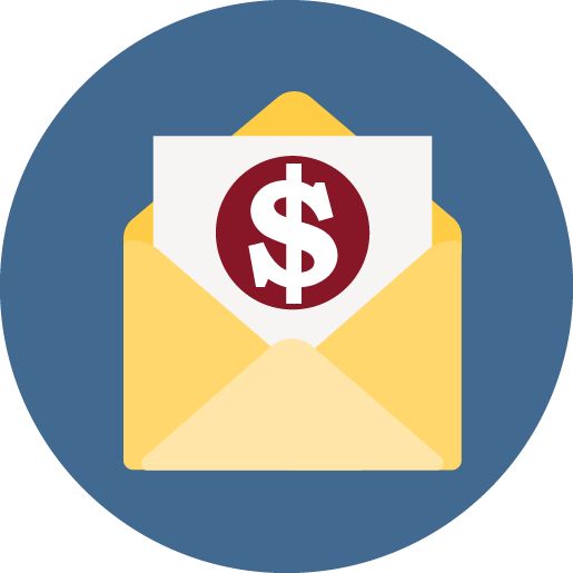 Envelope with dollar sign